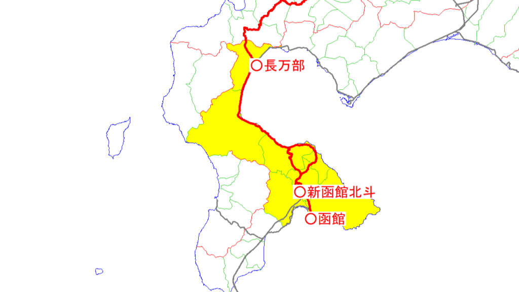 函館本線（函館～長万部）と沿線自治体