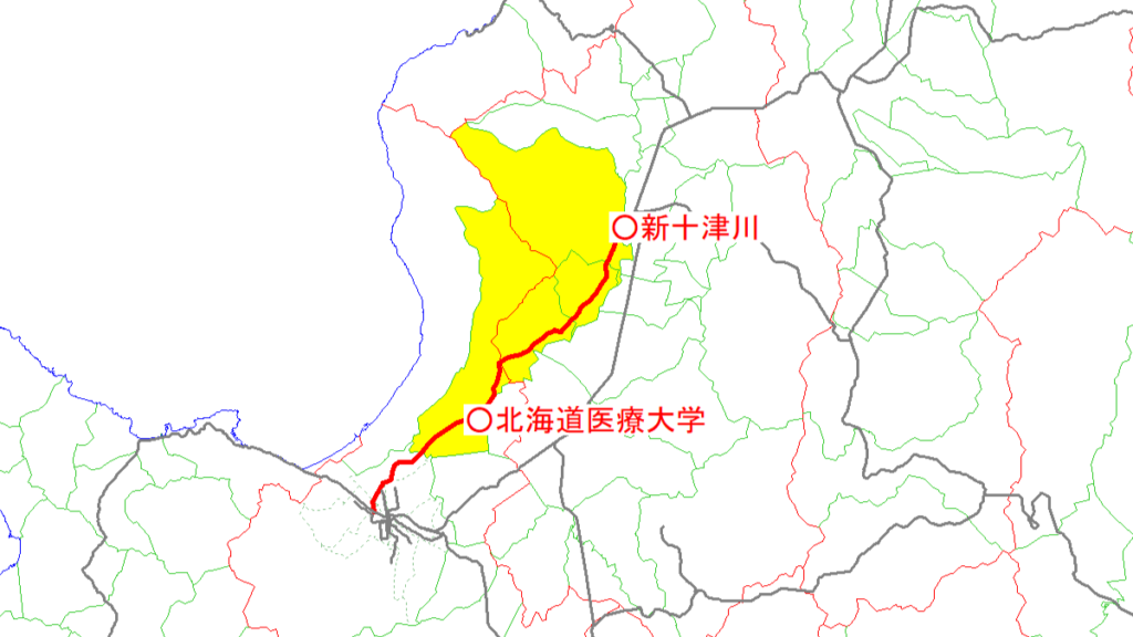 札沼線（北海道医療大学～新十津川）と沿線自治体