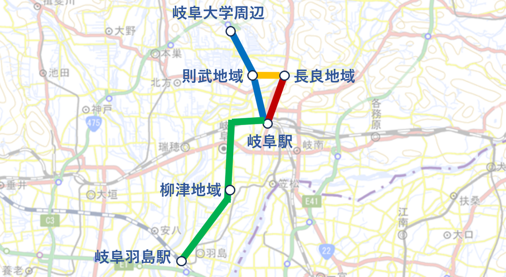 岐阜LRTの想定ルート