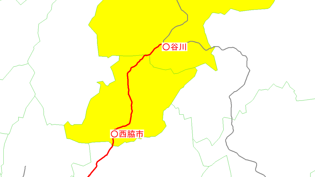 加古川線（西脇市～谷川）と沿線自治体